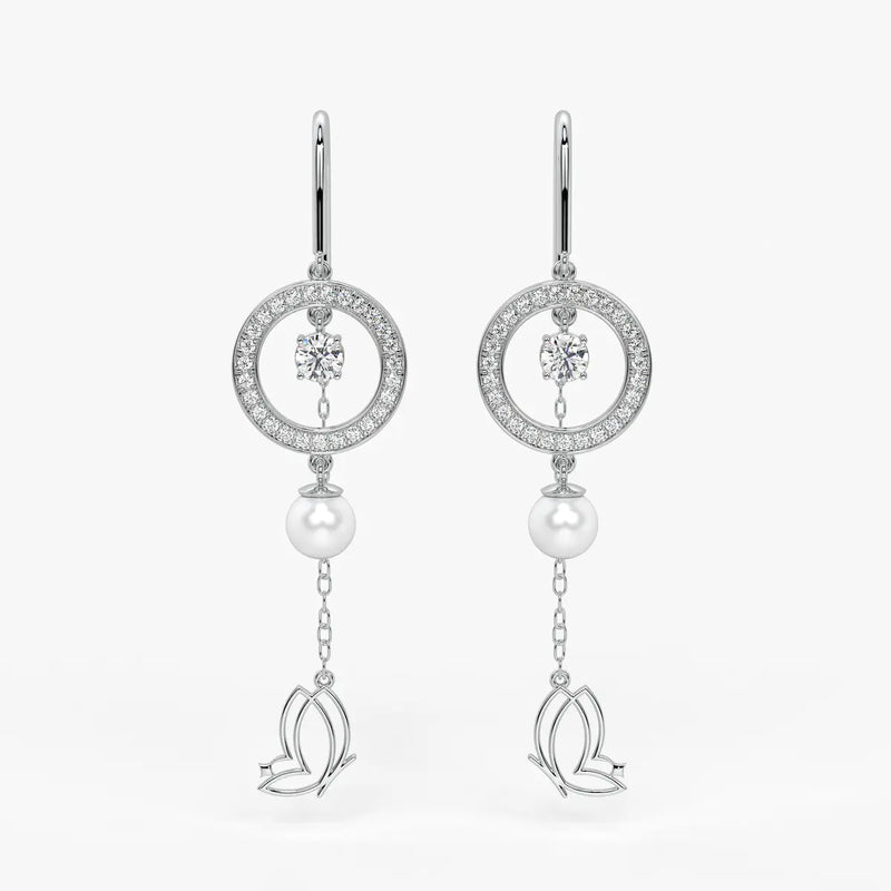 Halo Drop Butterfly Threader Earrings