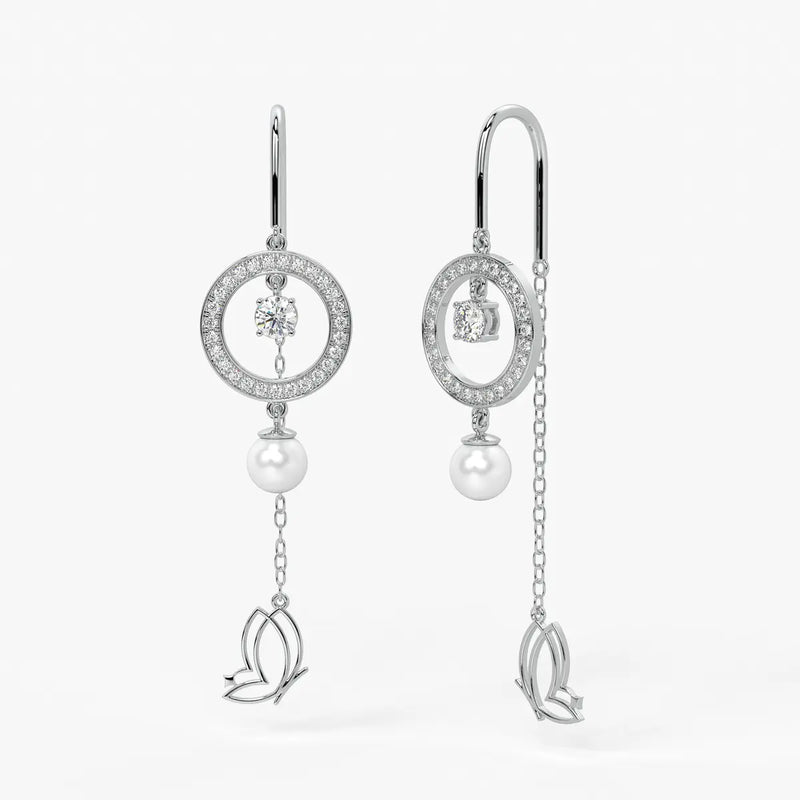 Halo Drop Butterfly Threader Earrings