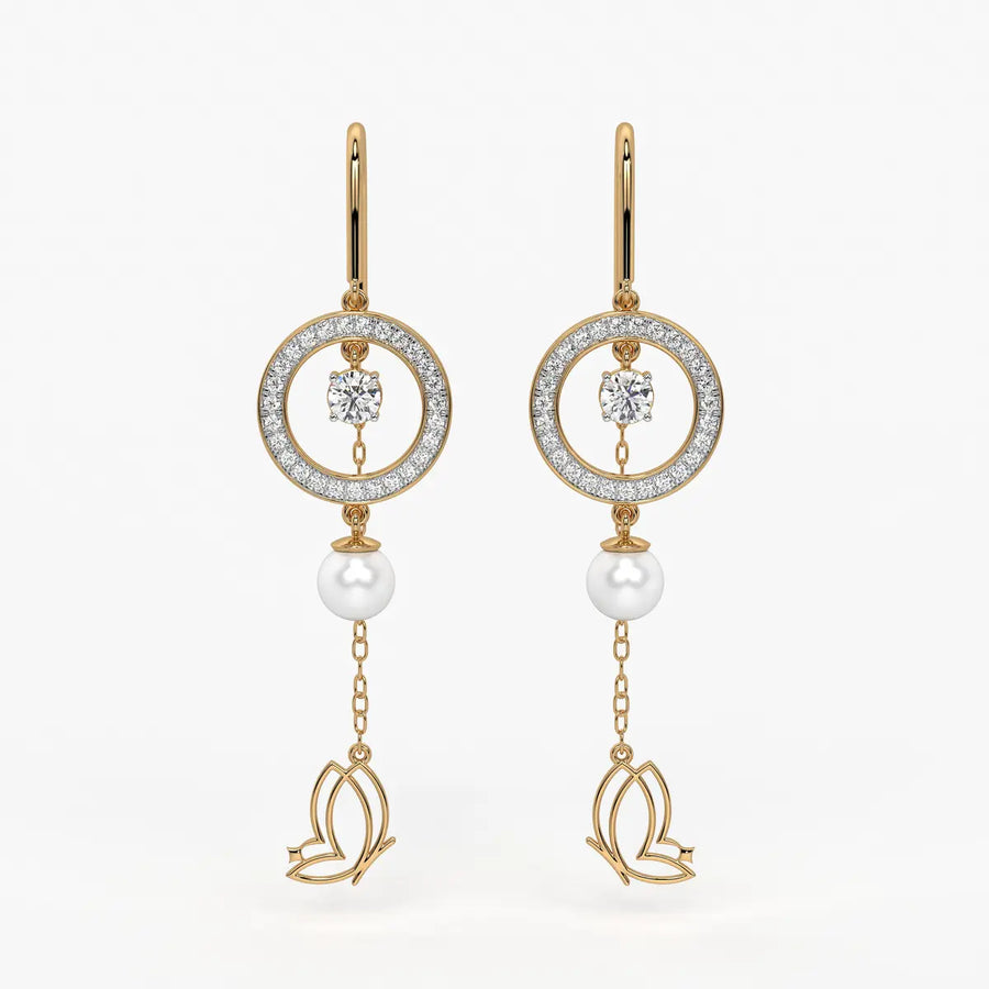Halo Drop Butterfly Threader Earrings