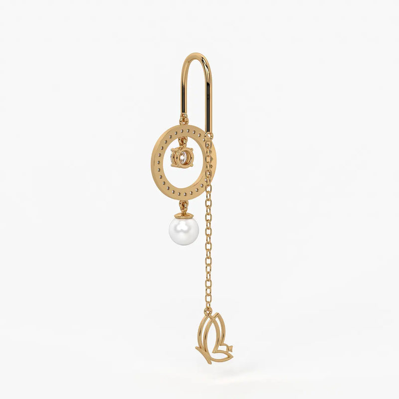 Halo Drop Butterfly Threader Earrings
