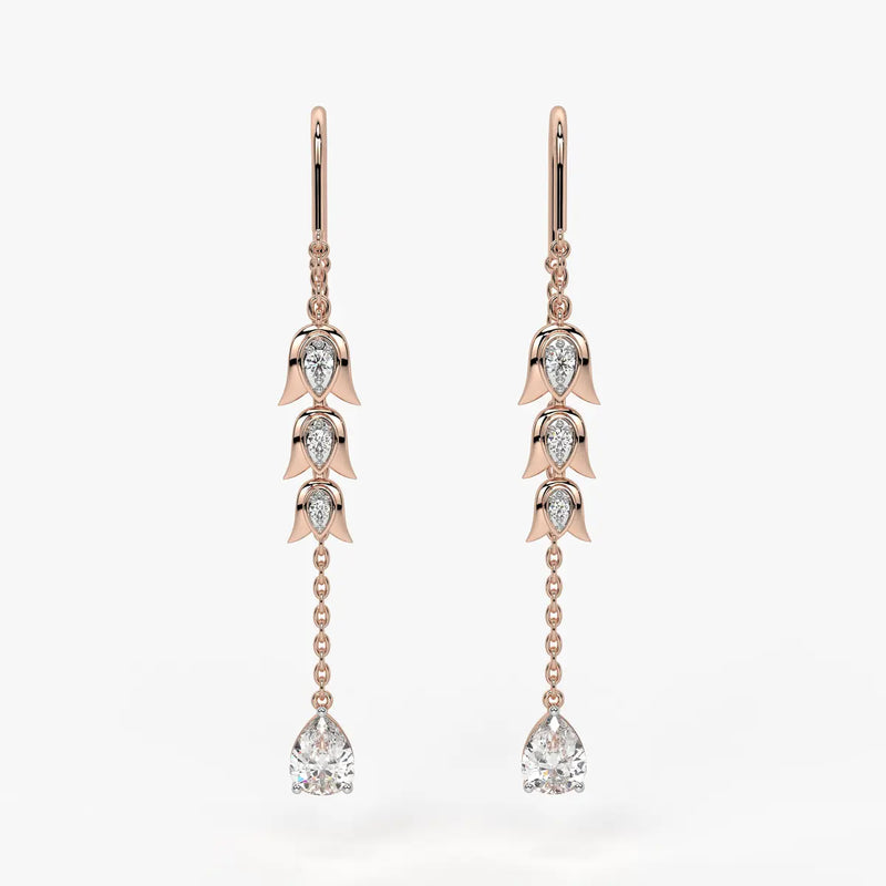 Regal Tulip & Gemstone Tassel Earrings