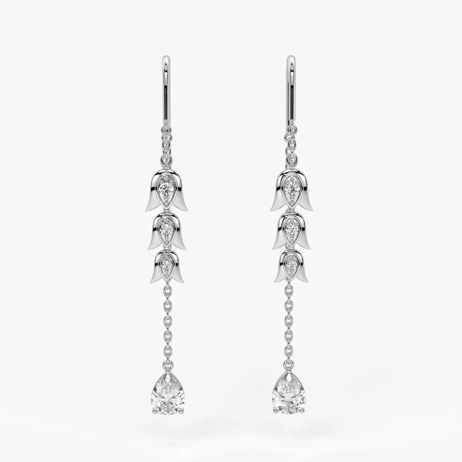 Regal Tulip & Gemstone Tassel Earrings