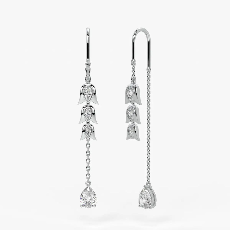 Regal Tulip & Gemstone Tassel Earrings