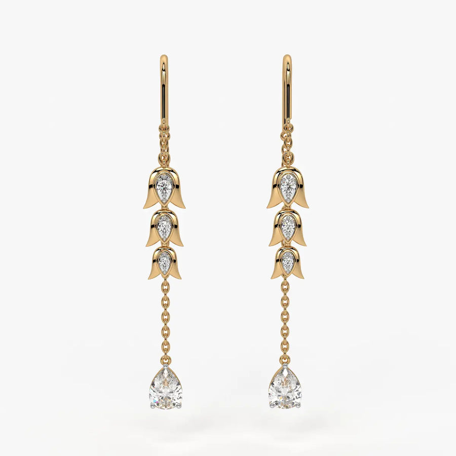 Regal Tulip & Gemstone Tassel Earrings