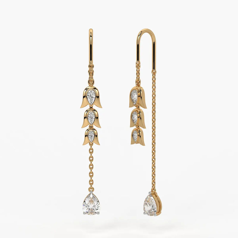 Regal Tulip & Gemstone Tassel Earrings