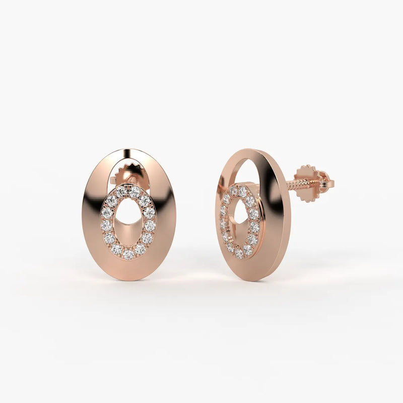 Oval Halo Stud Earrings
