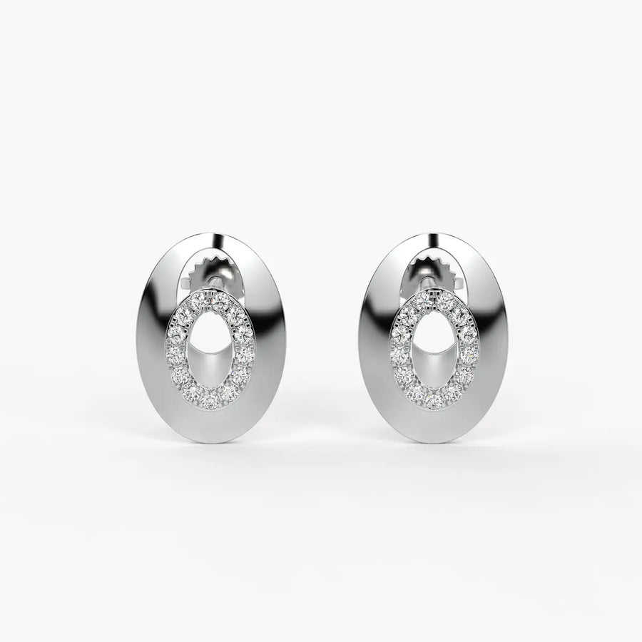 Oval Halo Stud Earrings