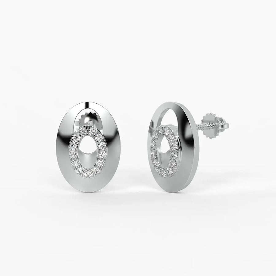 Oval Halo Stud Earrings
