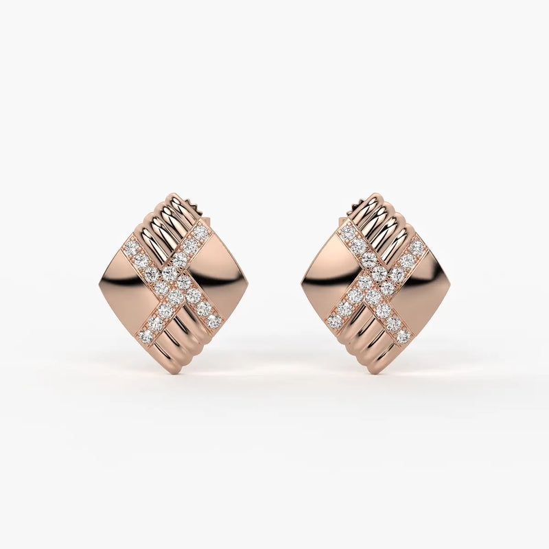 Criss Cross Square Stud Earrings