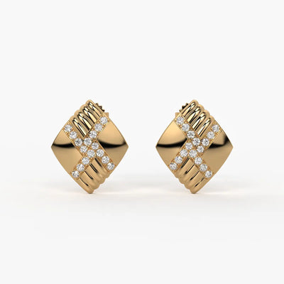 Criss Cross Square Stud Earrings