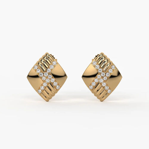 Criss Cross Square Stud Earrings