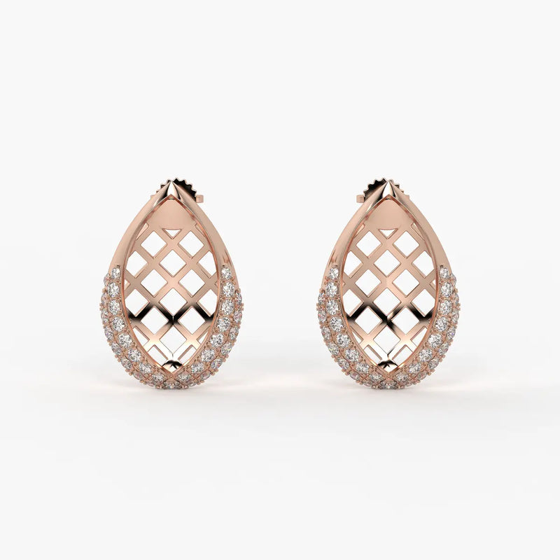 Lattice Teardrop Stud Earrings