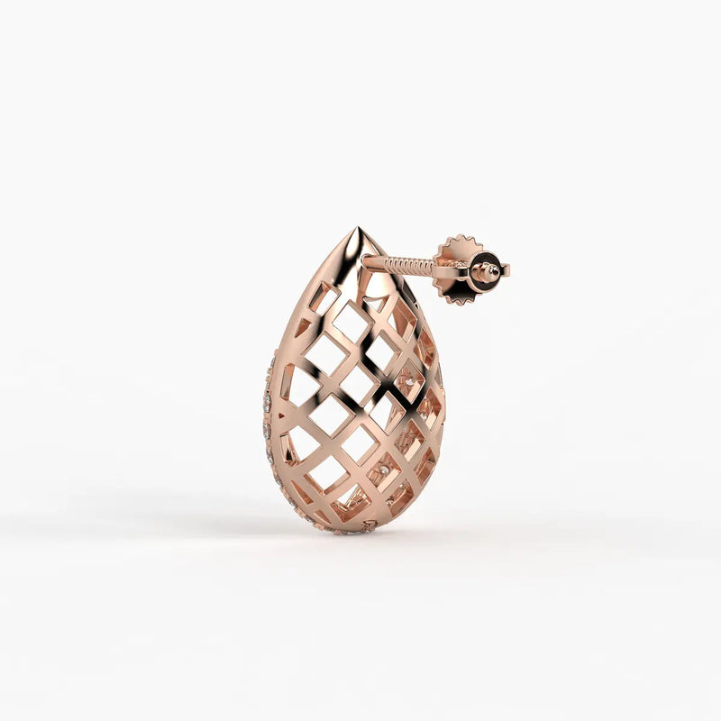 Lattice Teardrop Stud Earrings