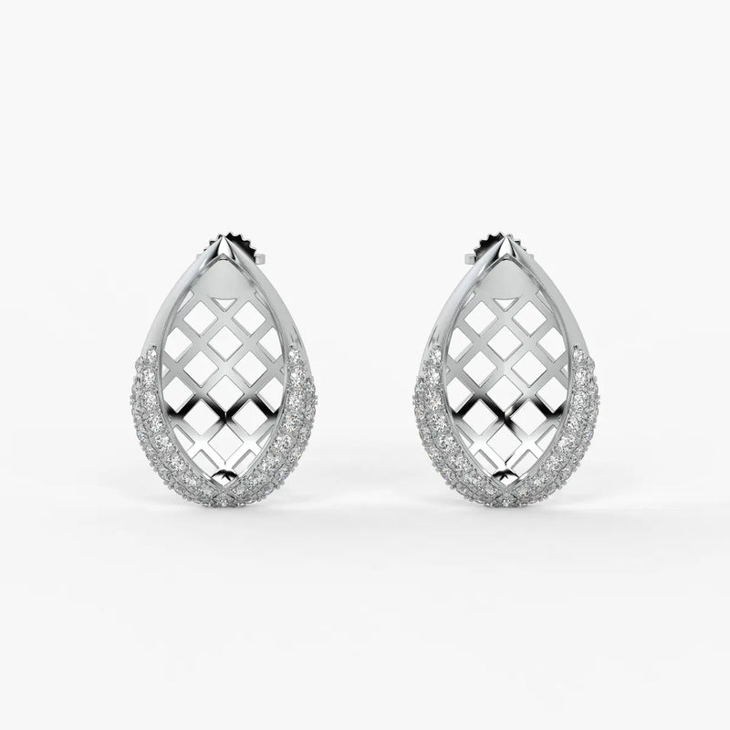 Lattice Teardrop Stud Earrings