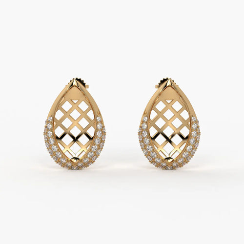 Lattice Teardrop Stud Earrings
