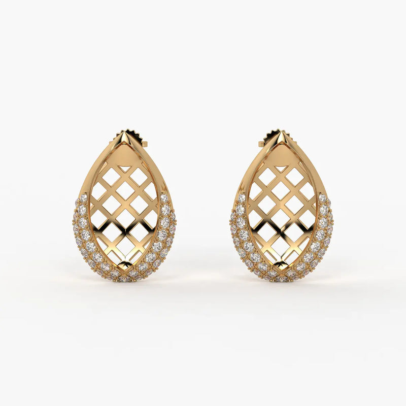 Lattice Teardrop Stud Earrings