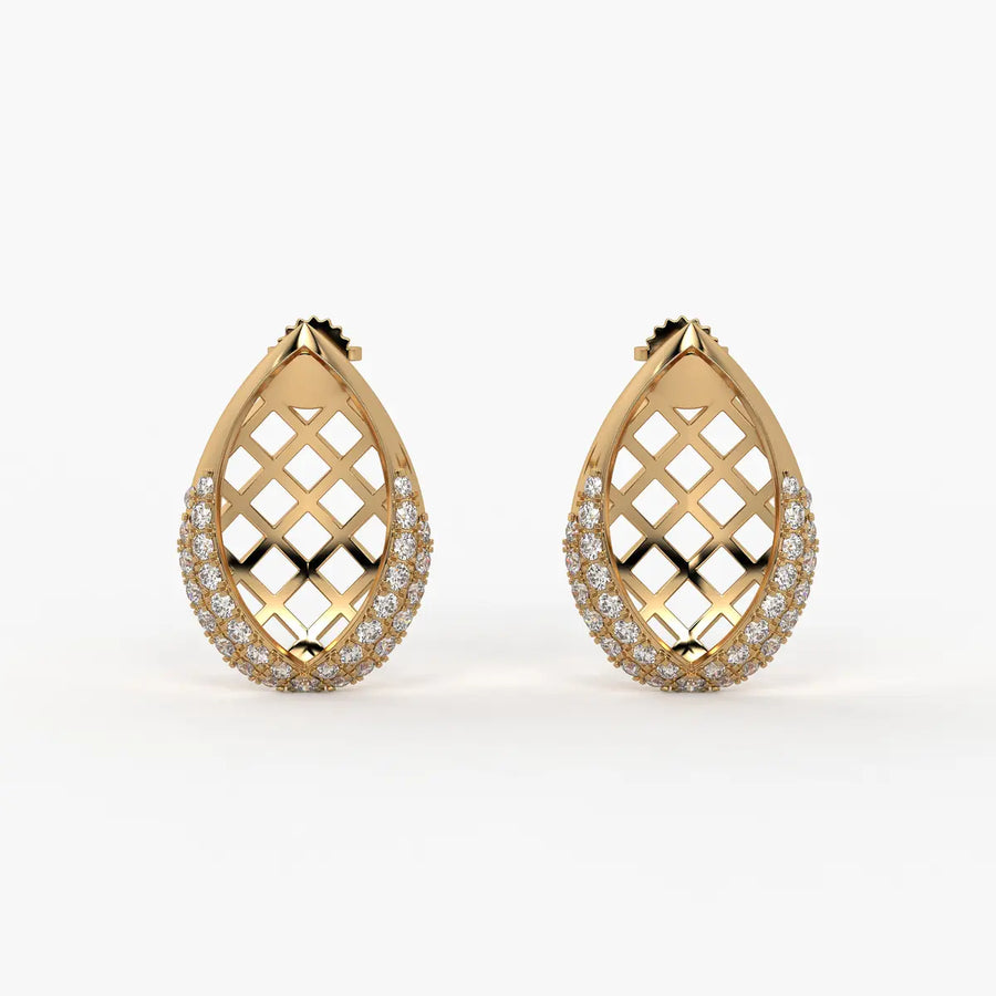 Lattice Teardrop Stud Earrings