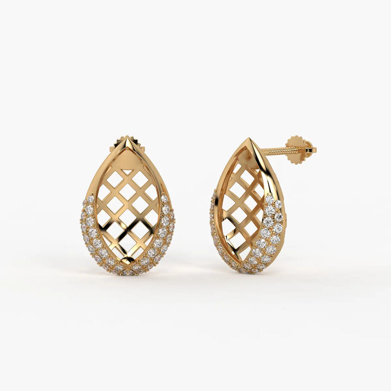 Lattice Teardrop Stud Earrings
