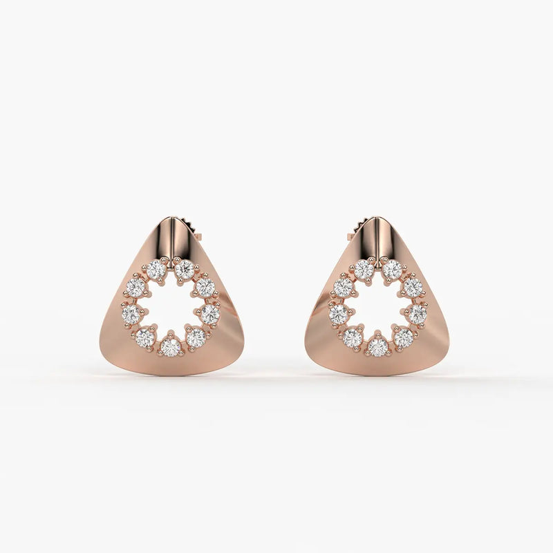 Triangle Halo Stud Earrings