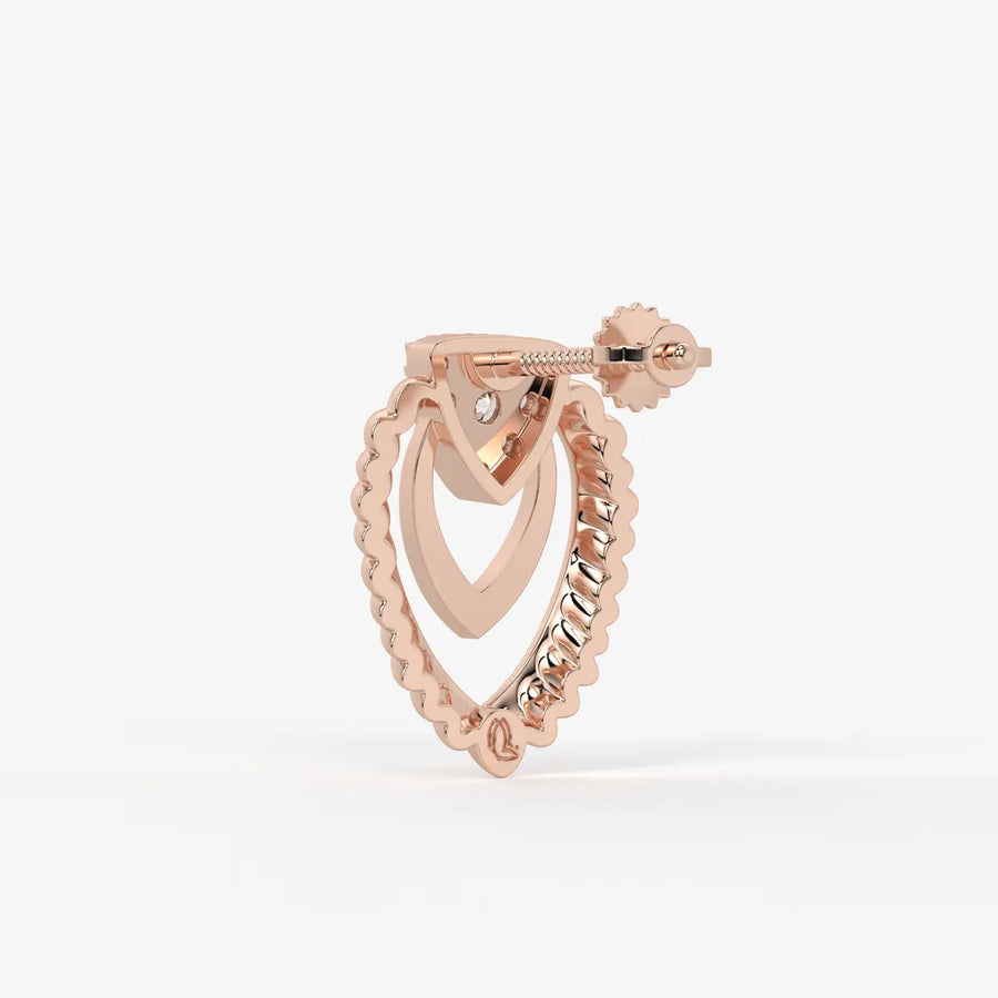 Layered Scallop Heart Stud Earrings