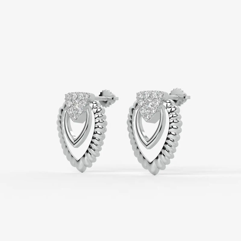 Layered Scallop Heart Stud Earrings