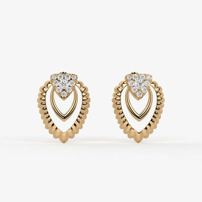 Layered Scallop Heart Stud Earrings