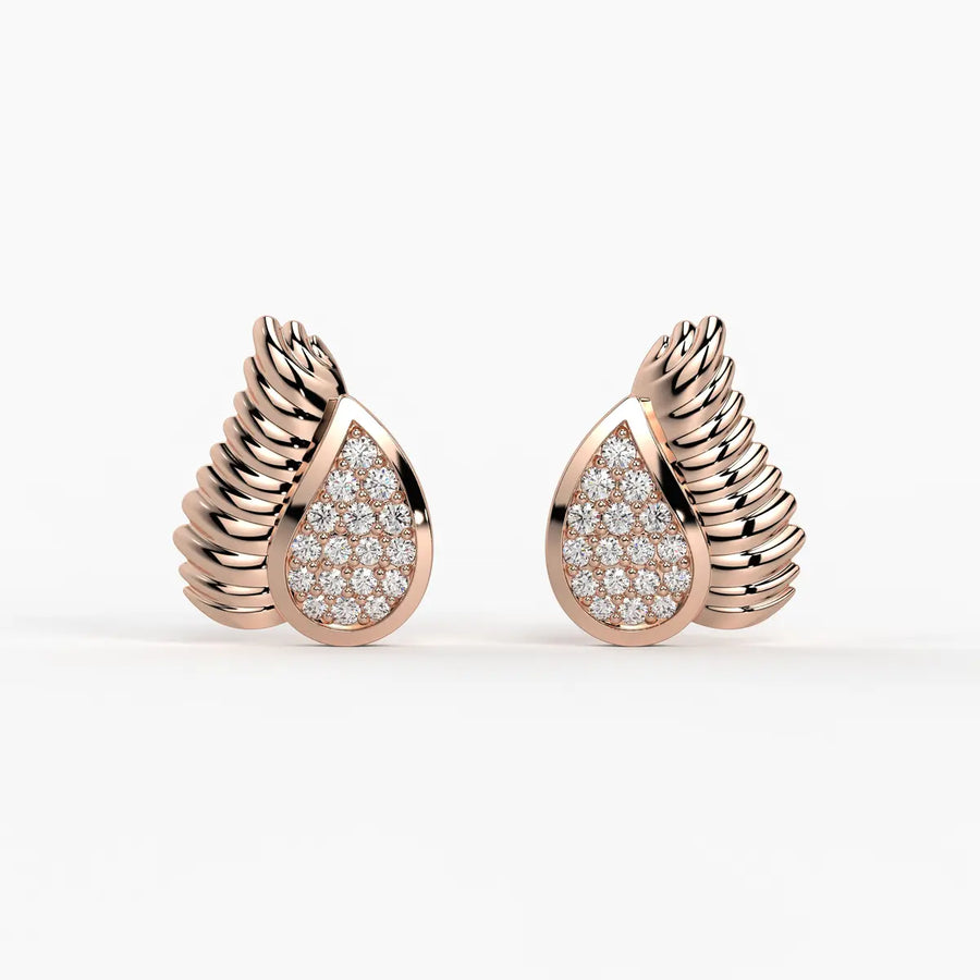 Winged Teardrop Studs Earrings