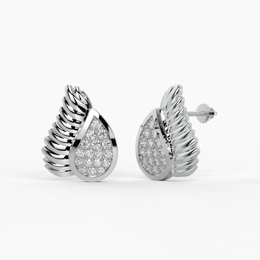 Winged Teardrop Studs Earrings