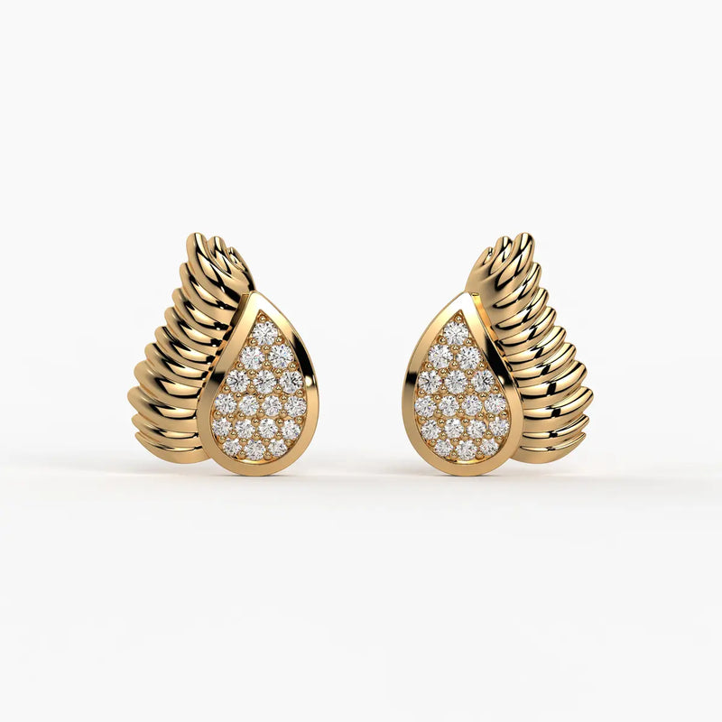 Winged Teardrop Studs Earrings