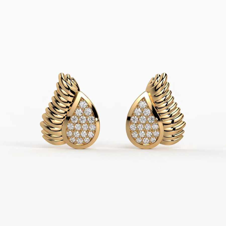 Winged Teardrop Studs Earrings