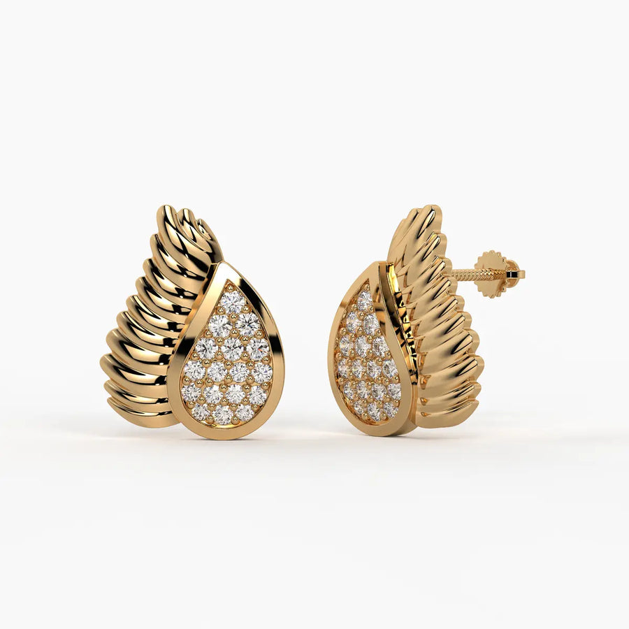 Winged Teardrop Studs Earrings