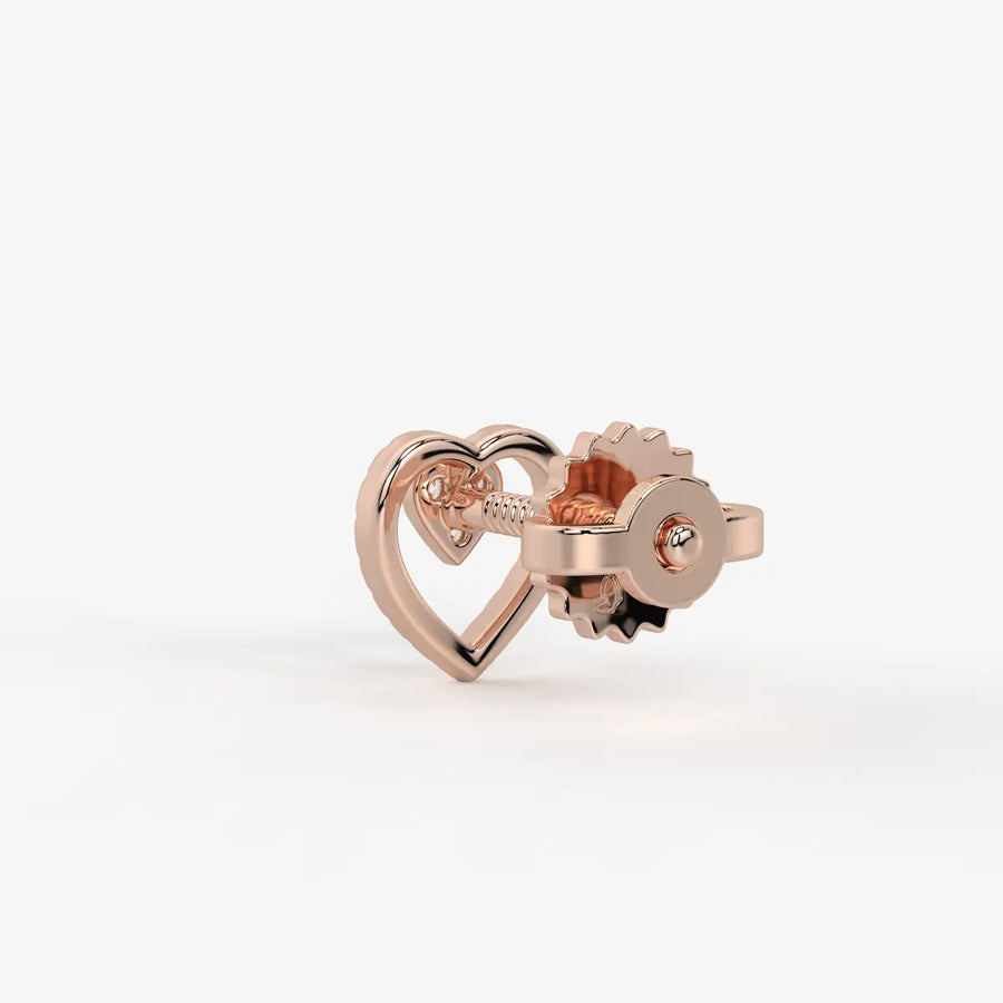 Cupid Crest Round Diamond Heart Stud Earrings