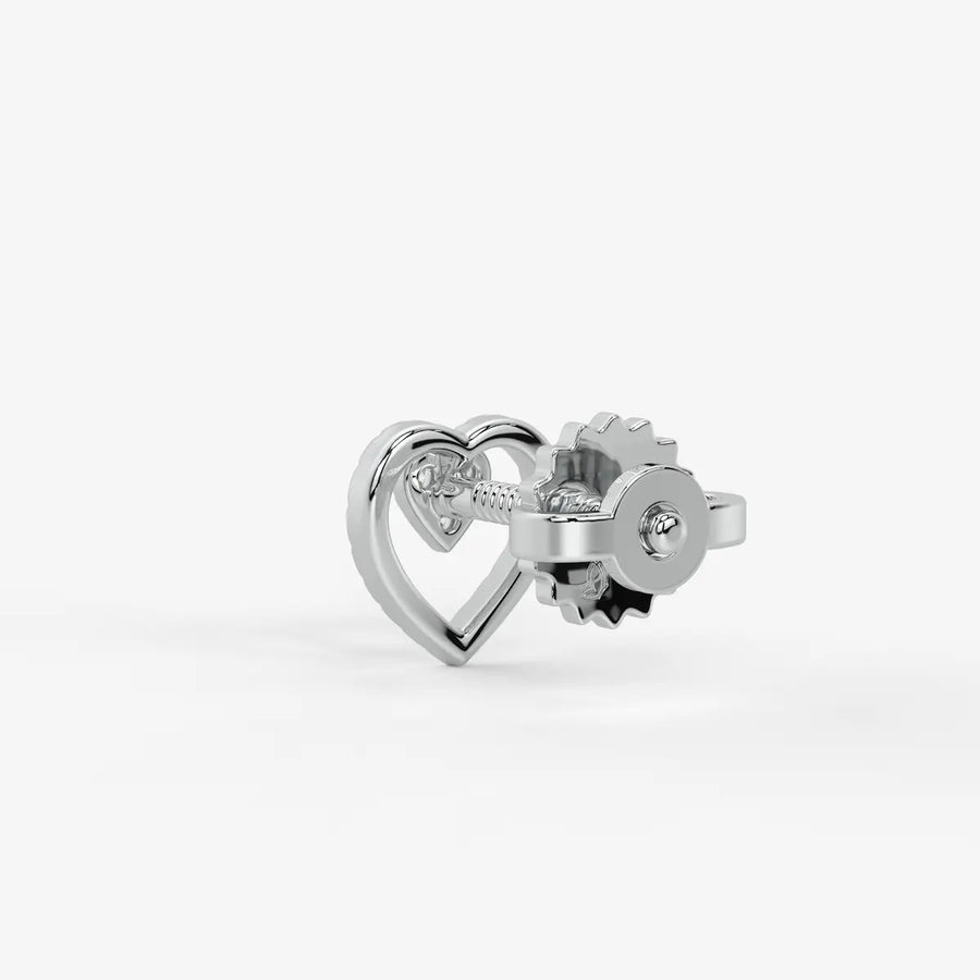 Cupid Crest Round Diamond Heart Stud Earrings