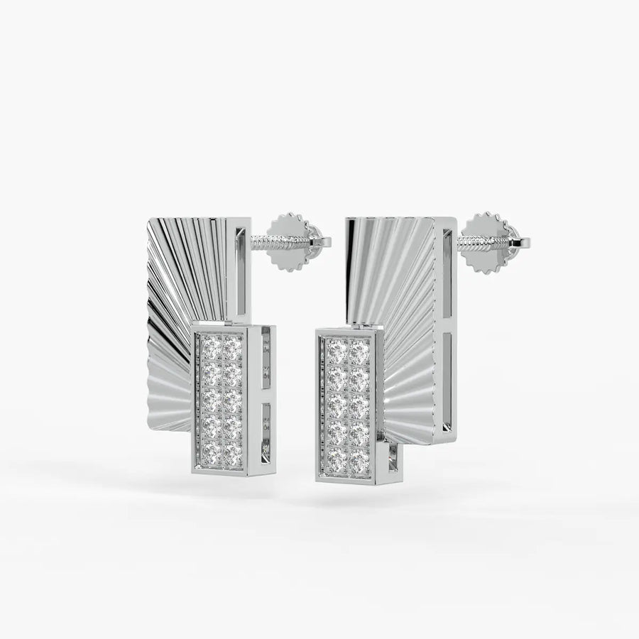 Radiant Rectangle Drop Stud Earrings