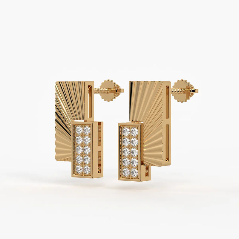 Radiant Rectangle Drop Stud Earrings