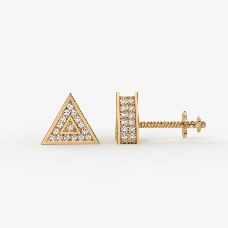 Double Delta Diamond Stud Earrings