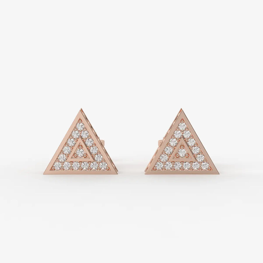 Double Delta Diamond Stud Earrings