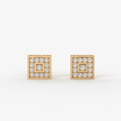 Crown Circuit Diamond Stud Earrings