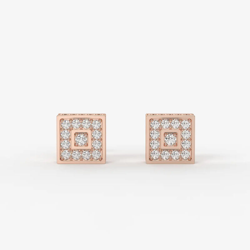 Crown Circuit Diamond Stud Earrings