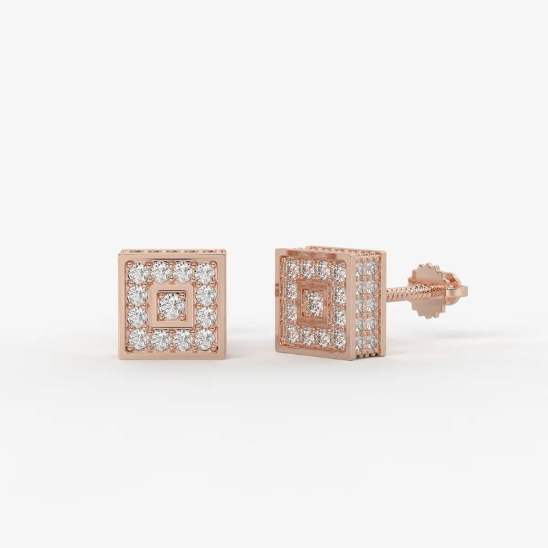 Crown Circuit Diamond Stud Earrings
