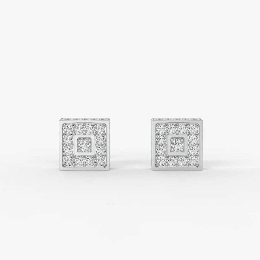 Crown Circuit Diamond Stud Earrings