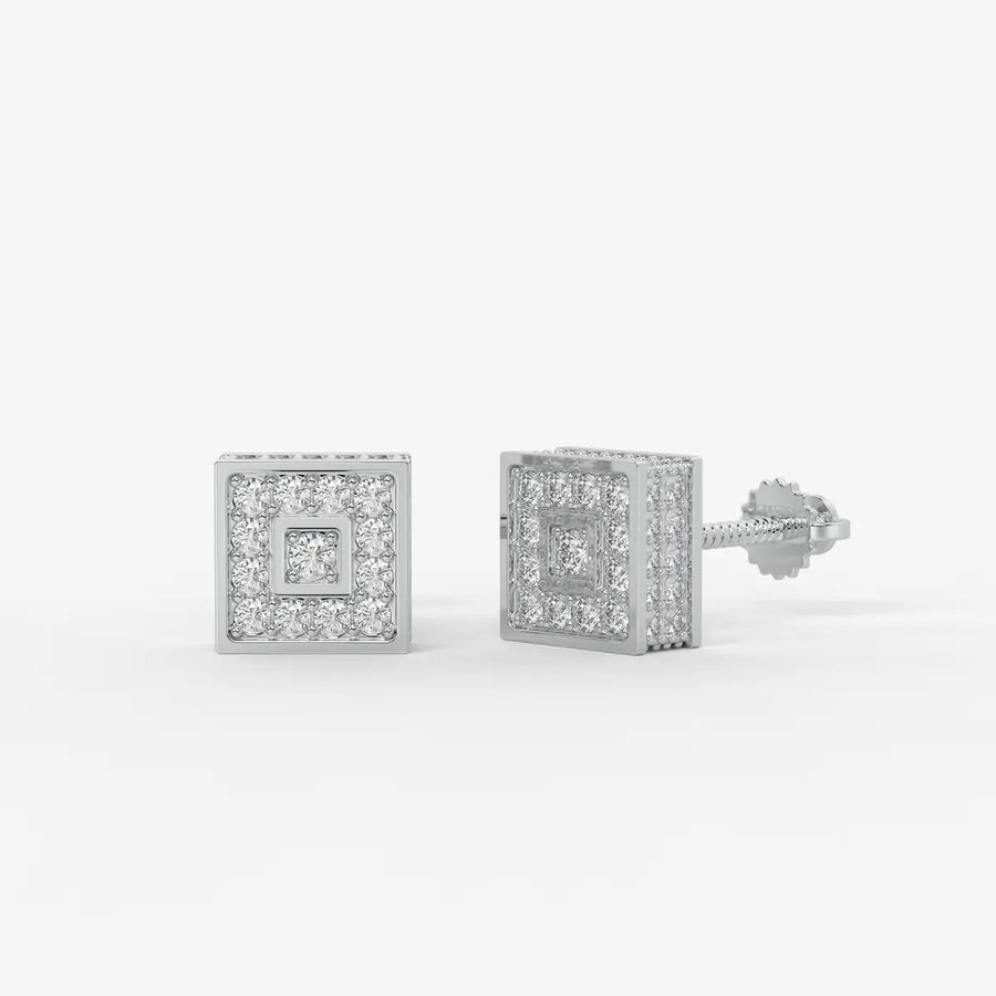 Crown Circuit Diamond Stud Earrings