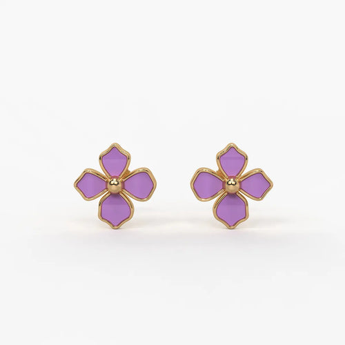 Lavender Petal Charm Flower Earrings