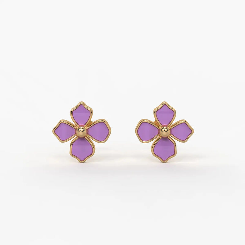 Lavender Petal Charm Flower Earrings