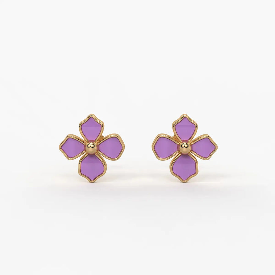 Lavender Petal Charm Flower Earrings