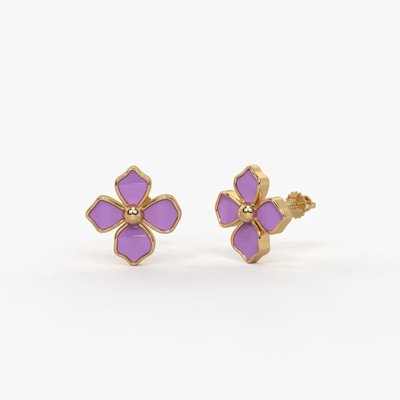 Lavender Petal Charm Flower Earrings