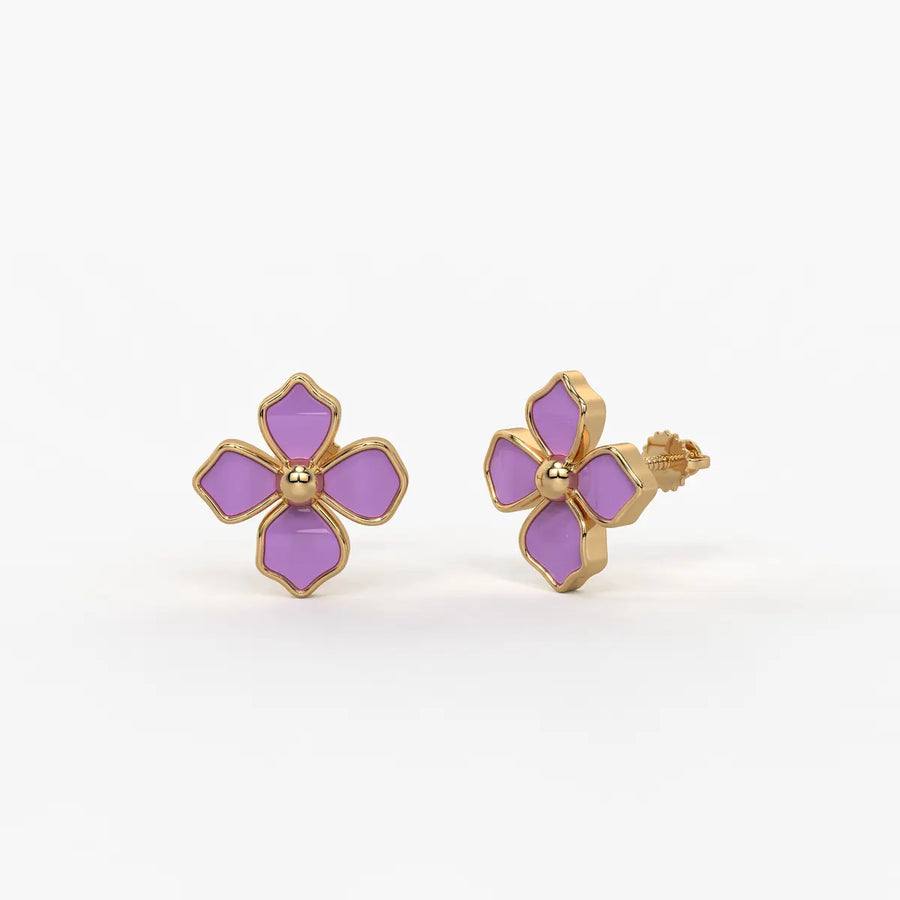 Lavender Petal Charm Flower Earrings