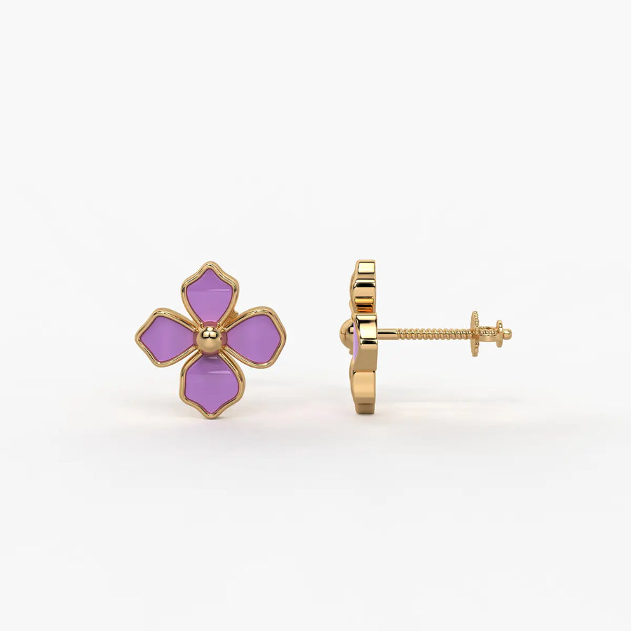 Lavender Petal Charm Flower Earrings