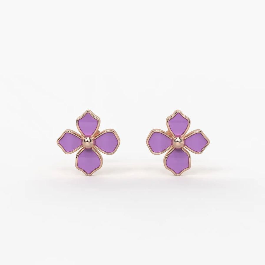 Lavender Petal Charm Flower Earrings