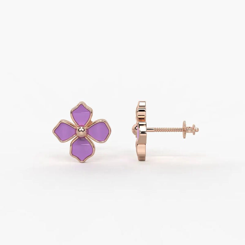 Lavender Petal Charm Flower Earrings